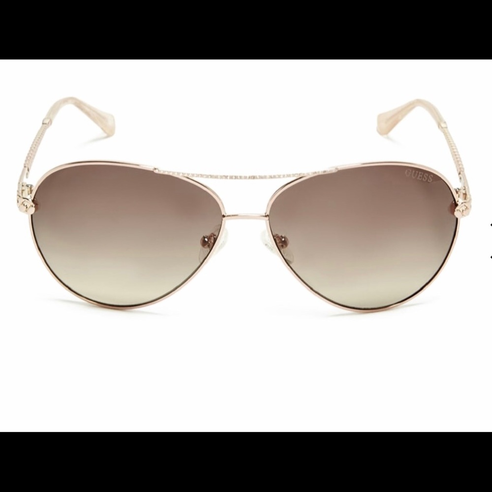 GUESS Catherine Rhinestone Aviator Sunglasses